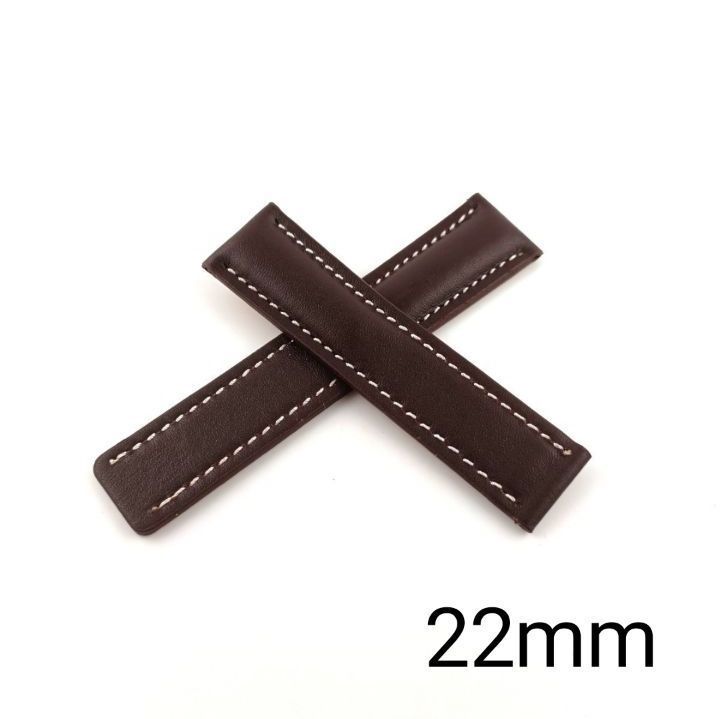 BREITLING ブラウン レザーベルト 22mm 22mm 腕時計 レザー 革ベルト スムースブラウン×ホワイト 茶×白 【対応