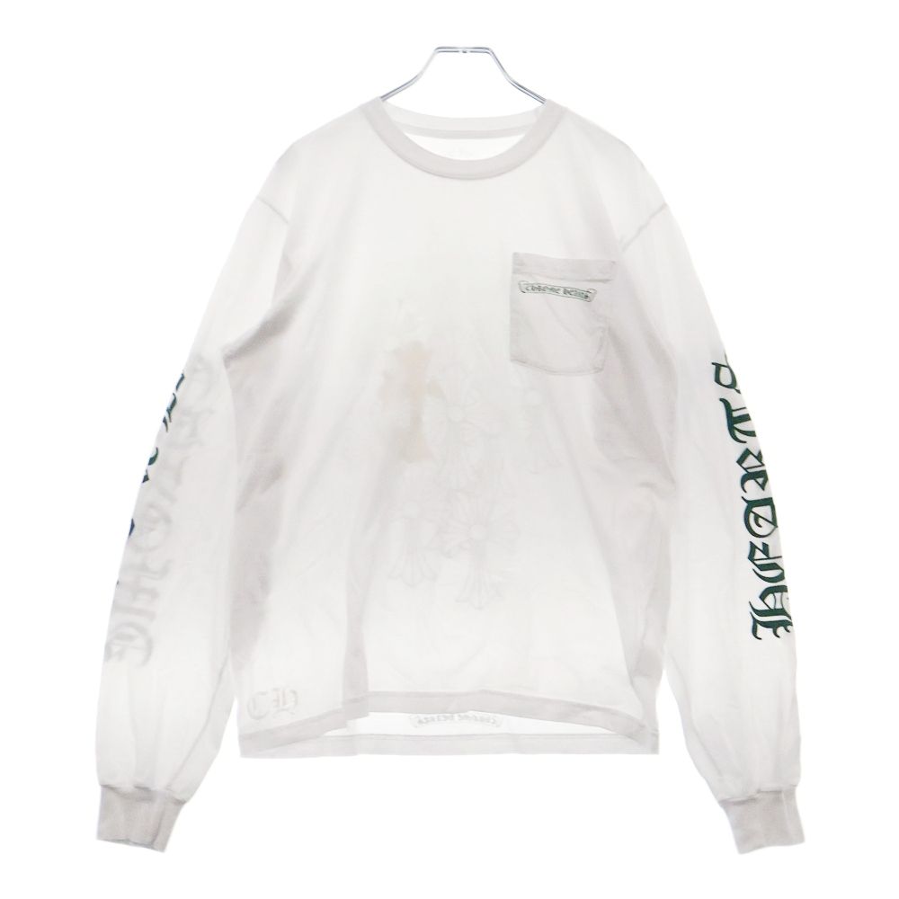 CHROME HEARTS クロムハーツ CEMETERY CROSS L|S Tee バック セメタリークロス プリント 長袖カットソー ホワイト| グリーン