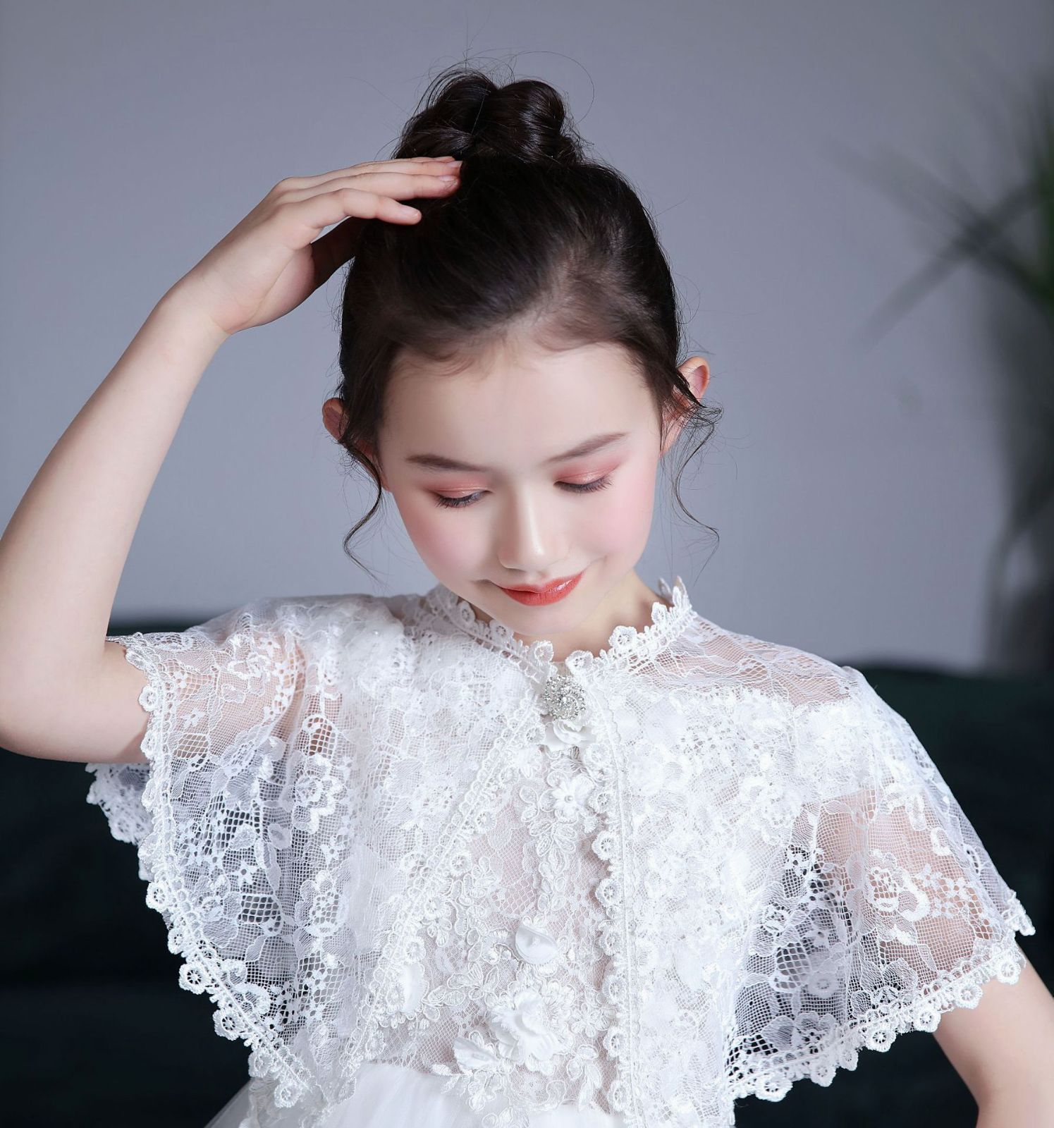 ボレロ キッズ 子供 ケープ ショール レース 発表会 刺繍 花柄