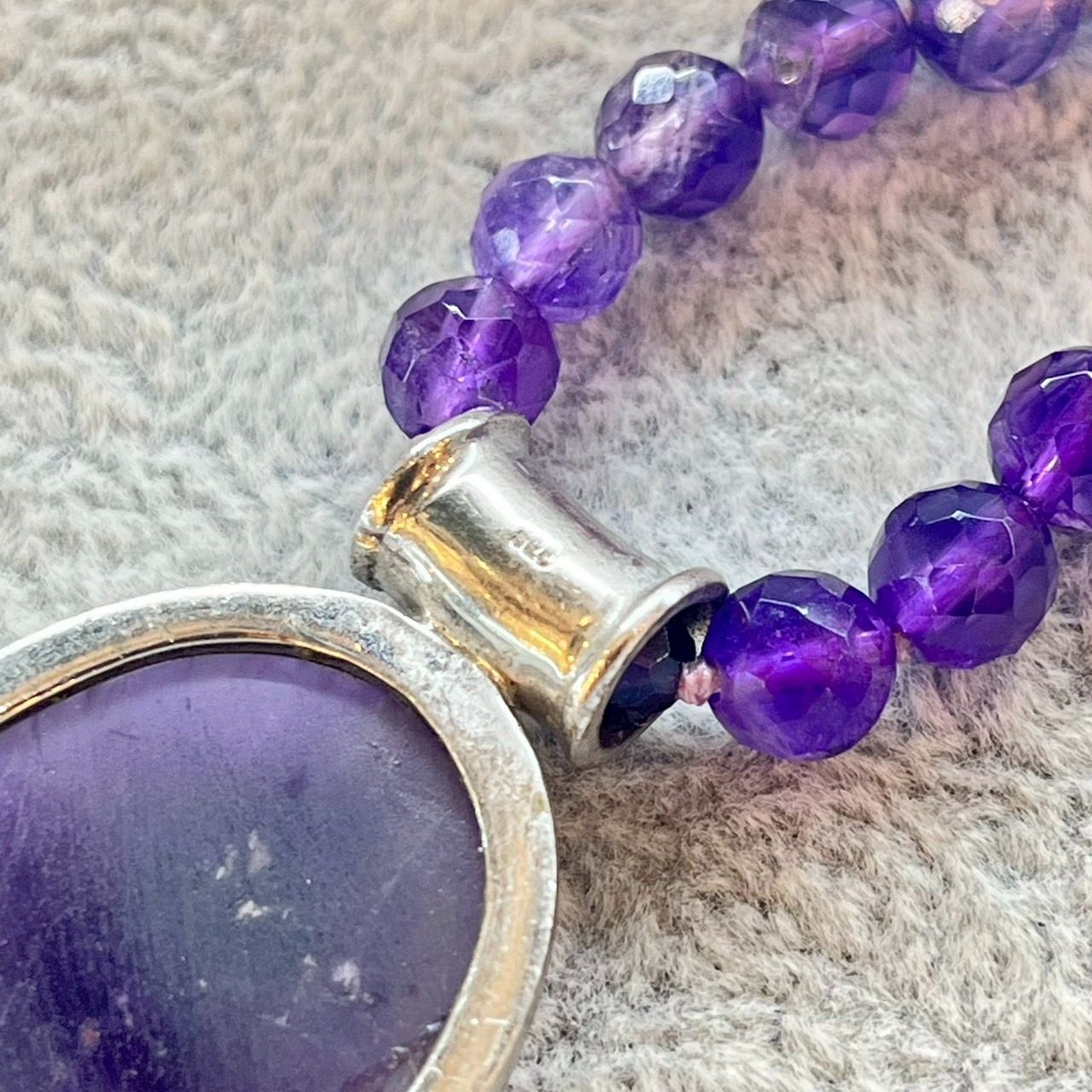 ネックレス シルバー925 天然アメジスト パープル 紫水晶 925刻印 大粒 