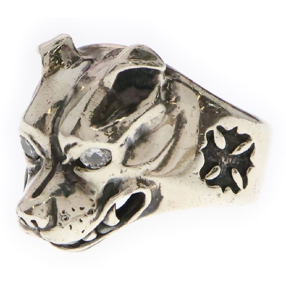 Bill Wall Leather|BWL ビルウォールレザー LARGE DOG HEAD W|STONE EYES RING ラージドッグヘッド ストーンアイ リング シルバー