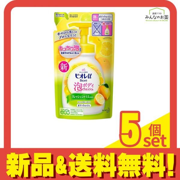 全国無料，新品 ビオレu 泡で出てくるボディウォッシュ フレッシュシトラスの香り 480mL ( 詰め替え用) 5個セット まとめ売り ボディソープ