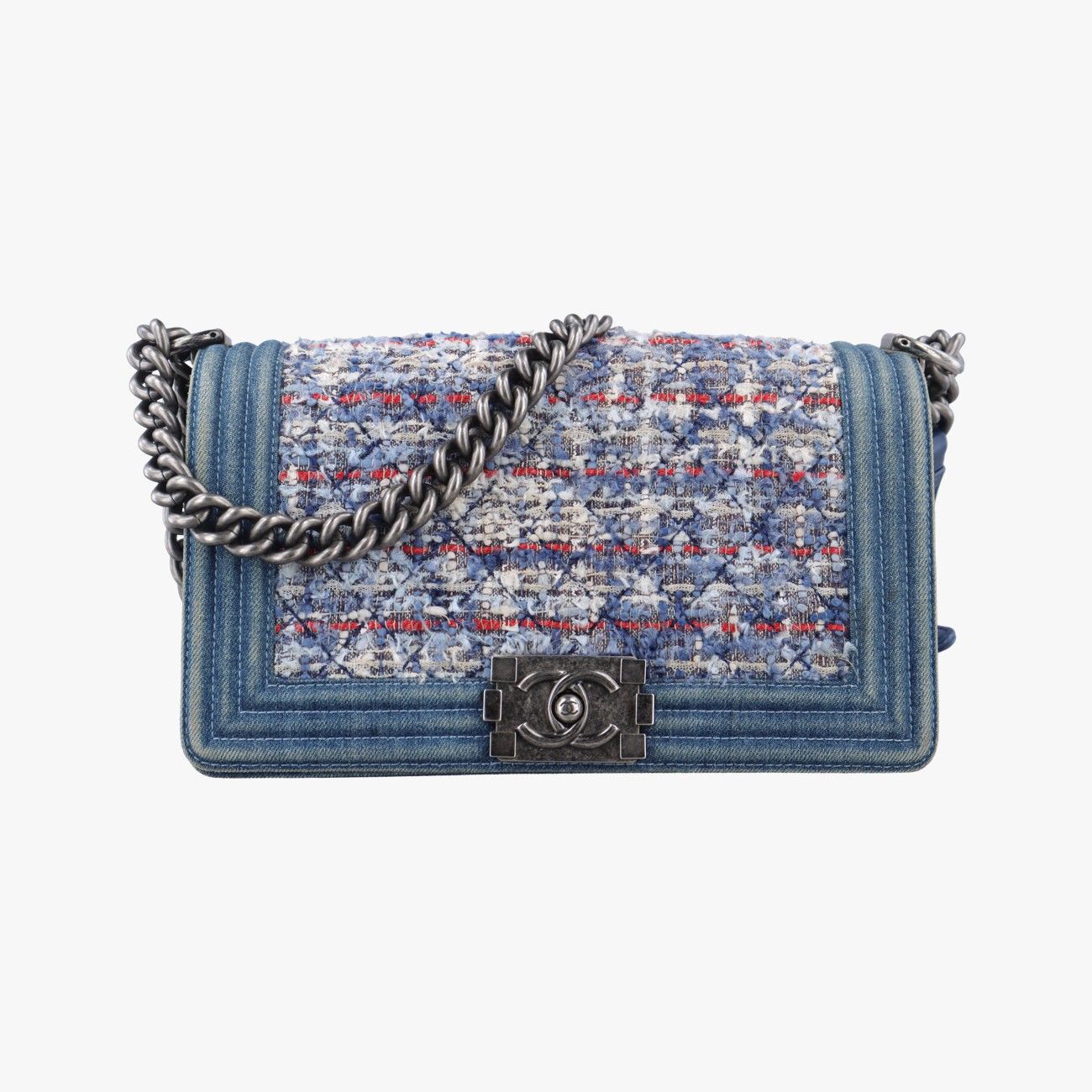 シャネルChanelボーイシャネルブルー×マルチカラーデニムA6708619106227