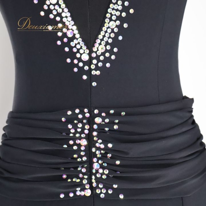 社交ダンス 衣装 ドレス ドレス ワンピース 黒 ダンス パーティ 発表会 ブラック系 発表会ドレス フォーマルドレス 長袖ドレス おしゃれパーティー 衣装 ワンピース スカートダンス 黒色 ロングドレス ストレッチ素材 上品デザイン LLC-HASEGAWATOSO_COM