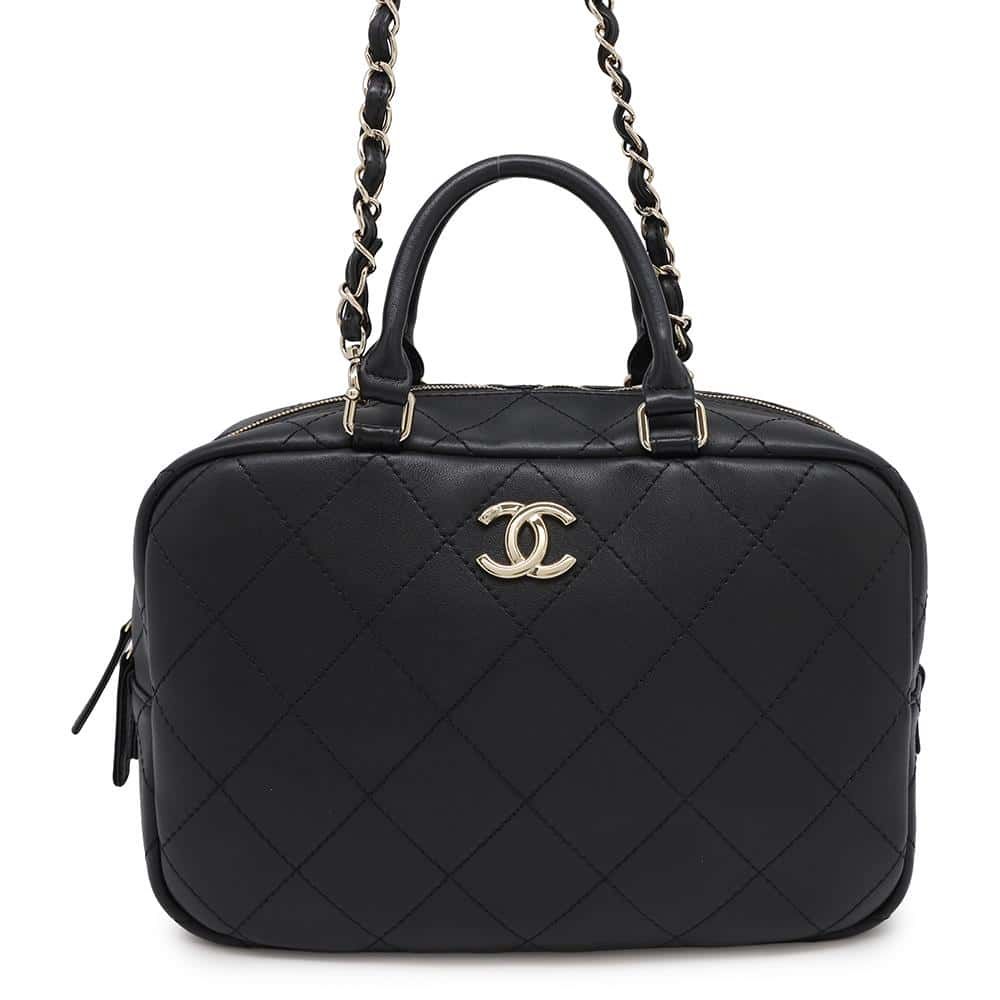 【売り尽くし】CHANEL シャネル 2WAY マトラッセ ココマーク ハンドバッグ ショルダーバッグ ボウリングバッグ 17****** レザー    ブラック 黒 ゴールド金具 レディース【中古品】 CHANEL - CHANEL シャネル 2WAY マトラッセ ココマーク ハンドバッグ