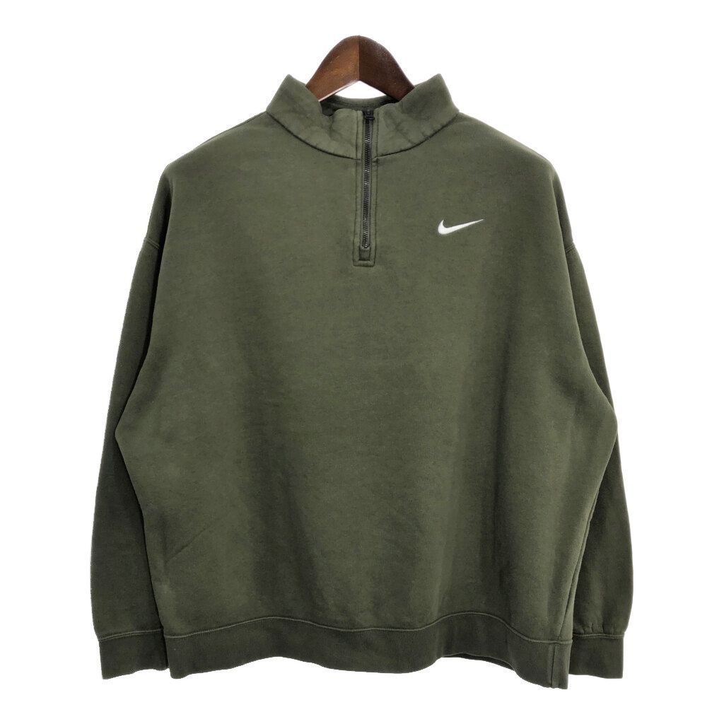NIKE ナイキ ハーフジップ スウェット スポーツ ワンポイントロゴ グリーン (メンズ M) 中古 古着 T0372