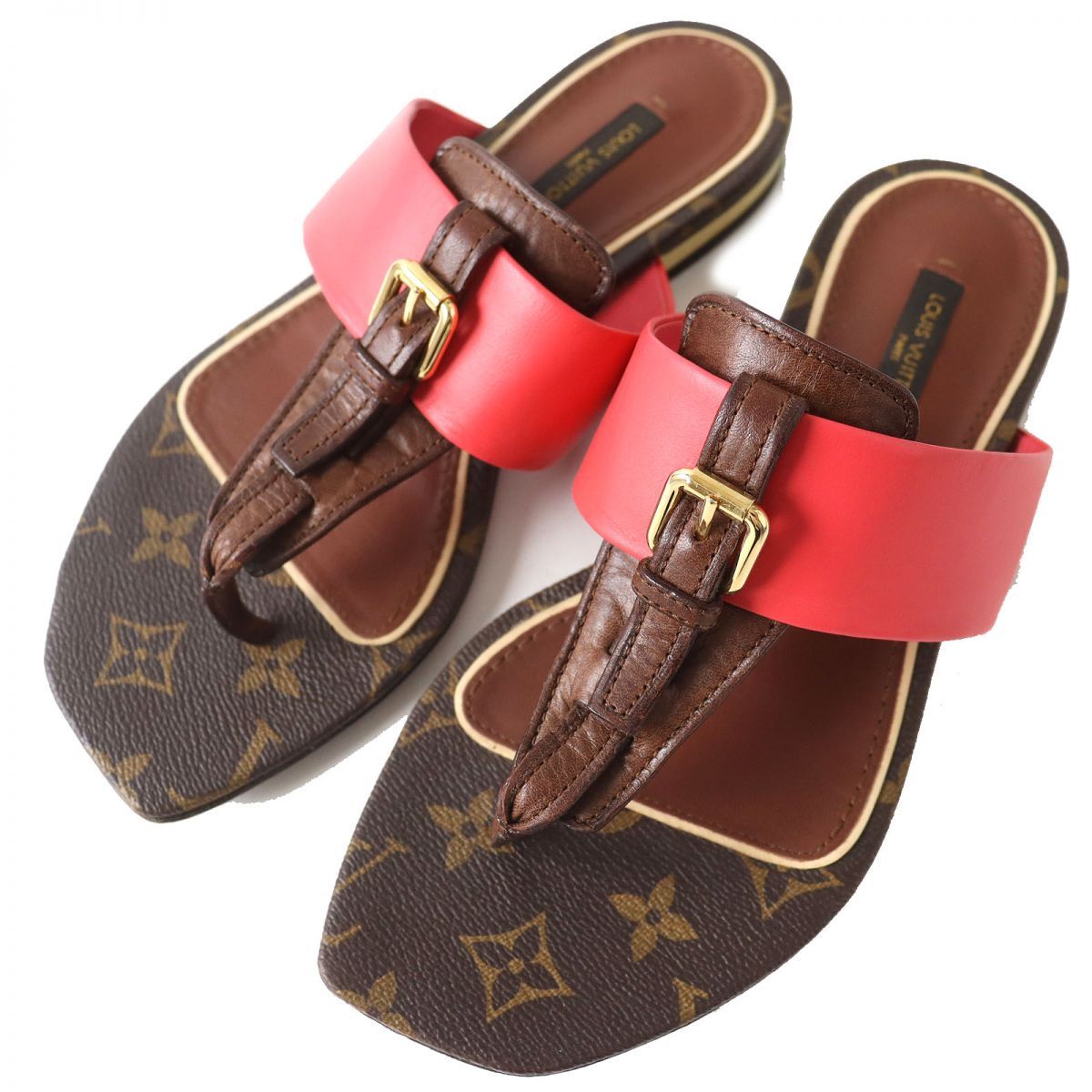 美品】LOUIS VUITTON（ルイヴィトン）本革サンダル ブラウンこぐま出品