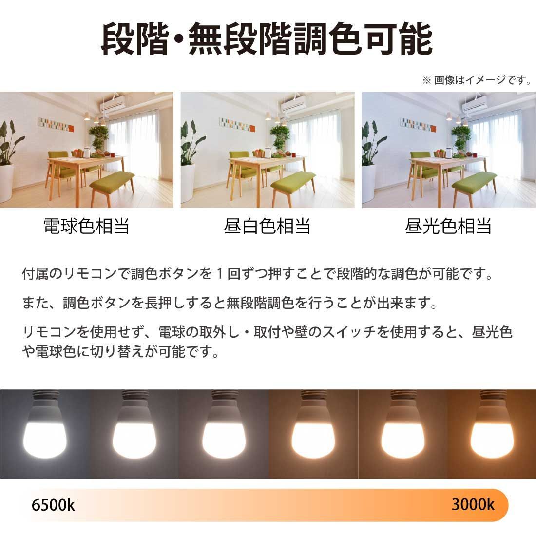 9WLED電球 4個セット 50W相当 E26口金 リモコン付き 700lm 3000