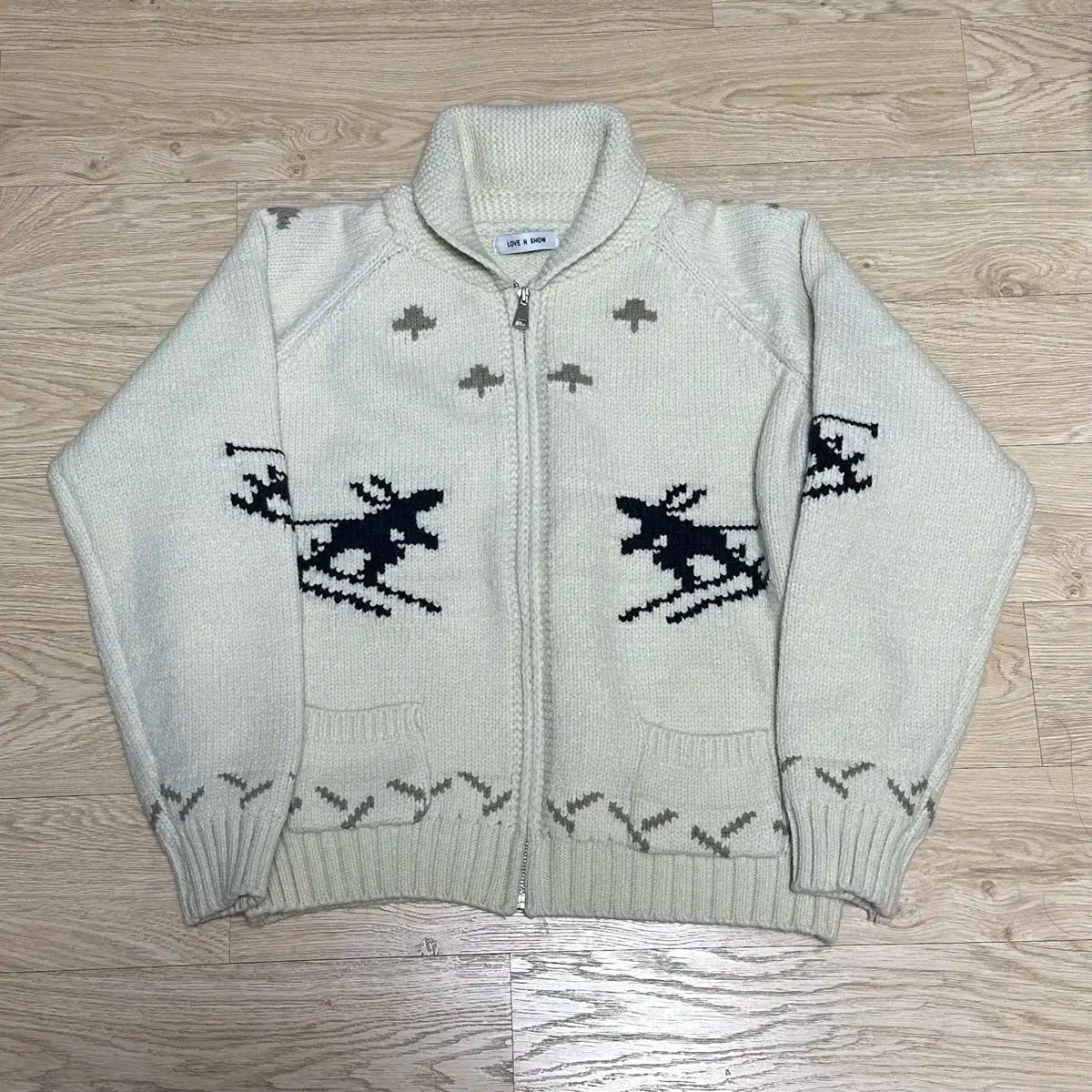 売り切れ| ラブ アンド ショー ニット ジップアップ カウチン カーディガン セーター