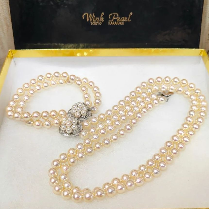 ヴィンテージ 希少 極美品】三越百貨店 Wink Pearl (TOKYO HARAJUKU) 2連 パール ネックレス 2連 パール ブレスレット  （SNA）1240920013003BK - メルカリ