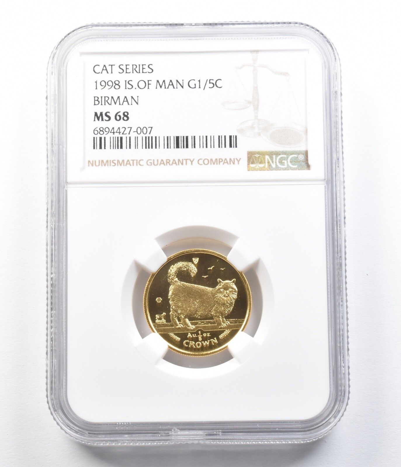 1998年 マン島 1/5 クラウンゴールドキャットシリーズ バーマン MS68 NGC *4436 マン