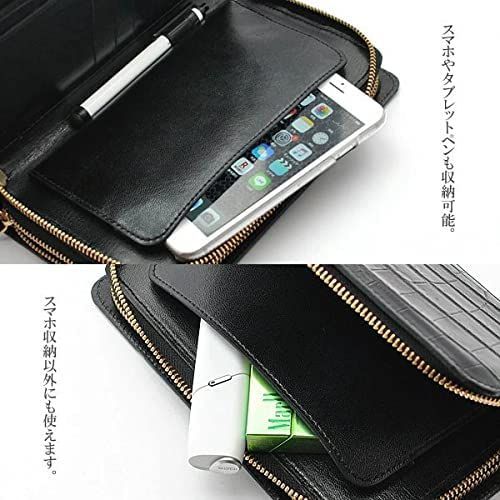 【定価58万 値札付き】 JRA認定 クロコダイル 本革 2Way 美品 大きめ長財布 クラッチバッグ 小さめセカンドバッグ ブラック