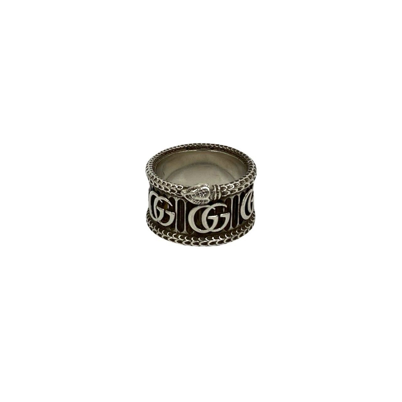 極 美品 GUCCI グッチ スネーク ダブルG モチーフ リング シルバー925
