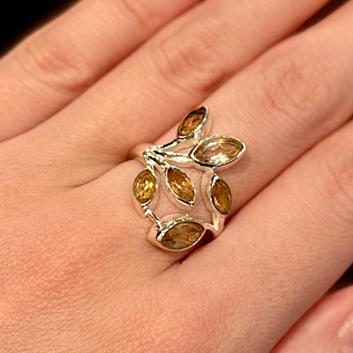 シルバーリング イエローストーン シルバー925 13号 天然石 925刻印  