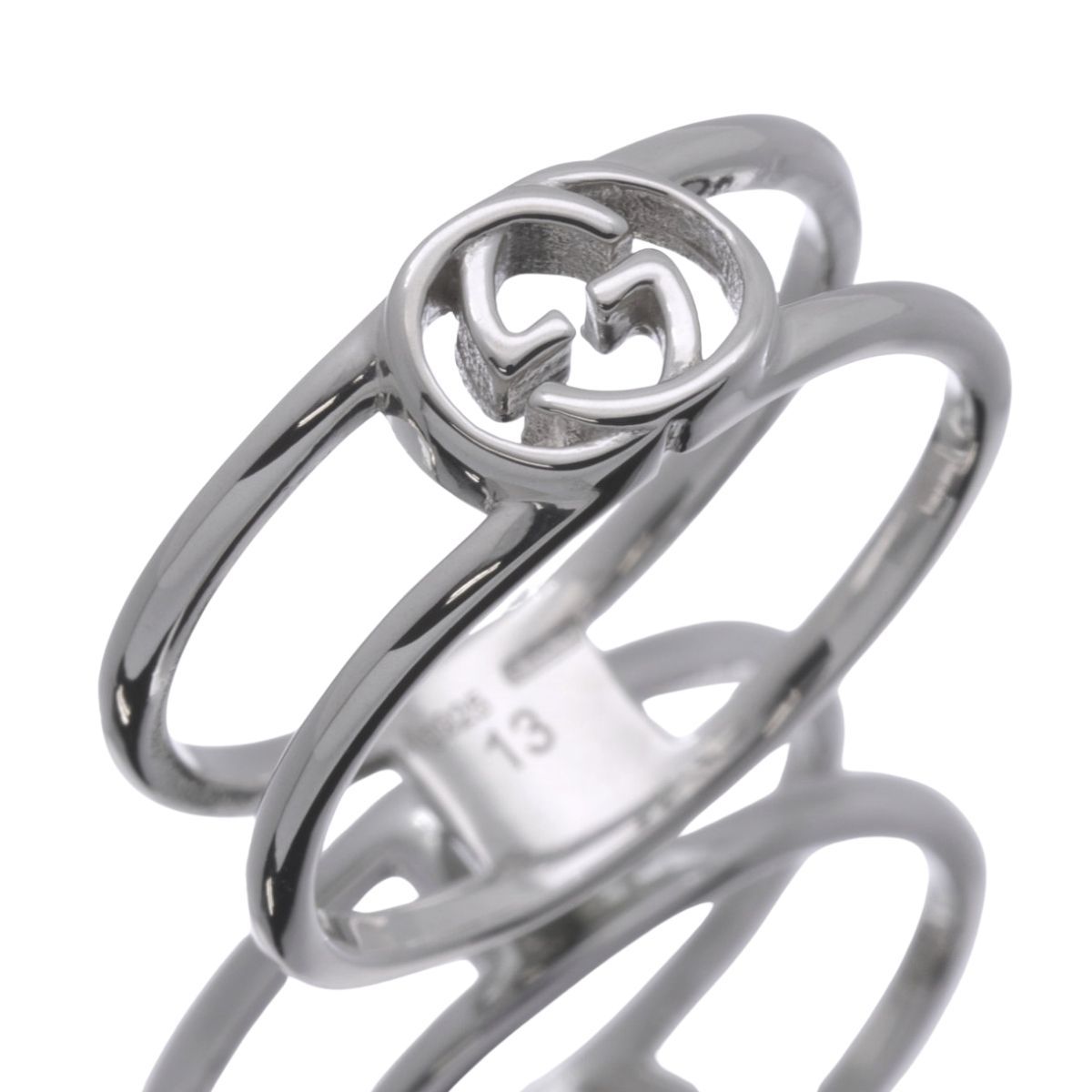グッチ GUCCI リング 指輪 インターロッキングG オープンバンドリング Ag925 シルバー ♯13 12号 レディース 女性 メンズ 男性