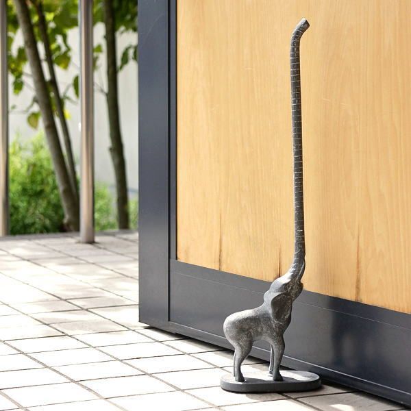 ドアストッパー ゾウ かわいい アイアン 鉄鋳物 玄関 室内 置くだけ