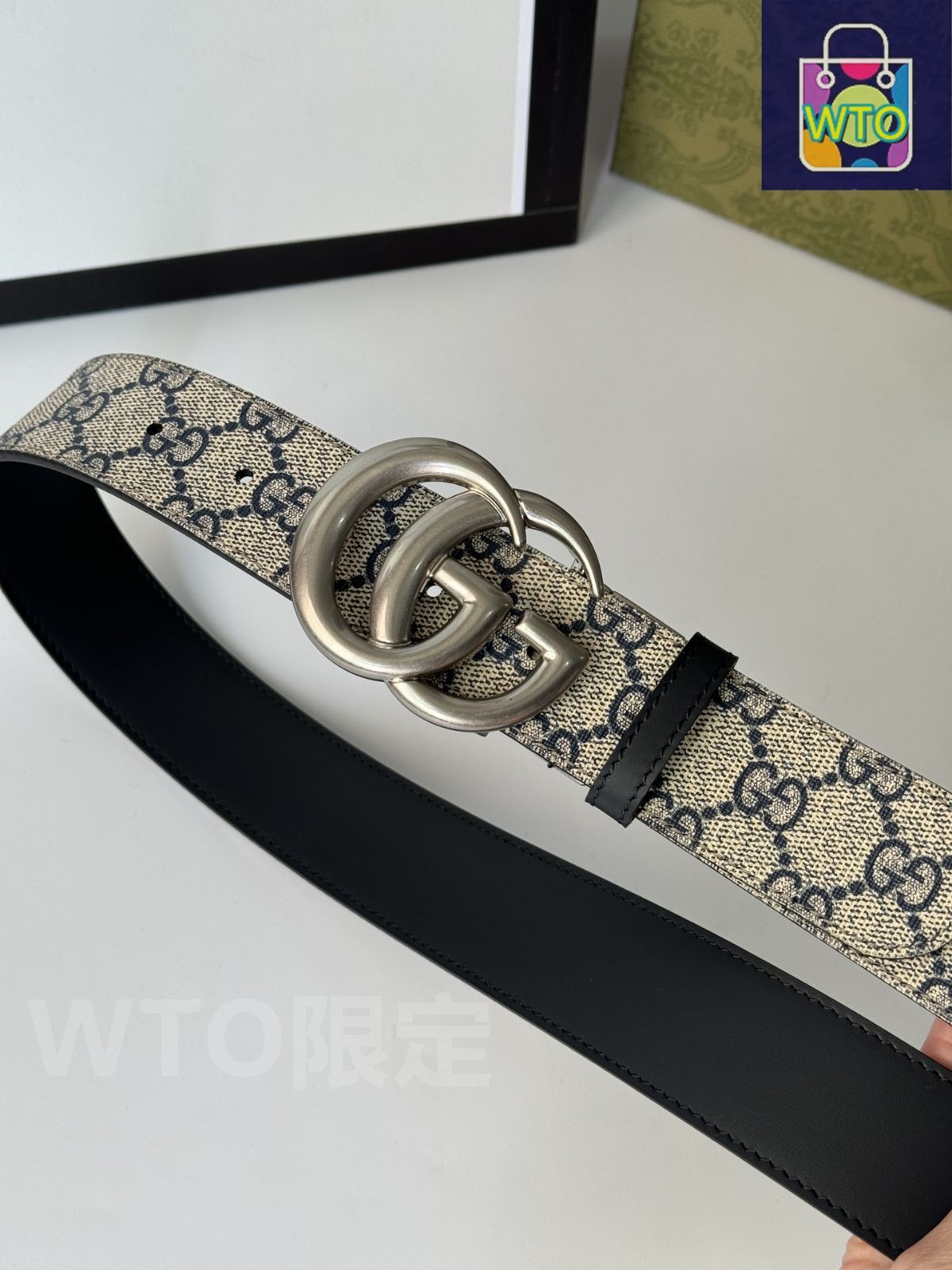 今日WTO】Gucci グッチ ダブル G レトロ回転バックル ベルト-1