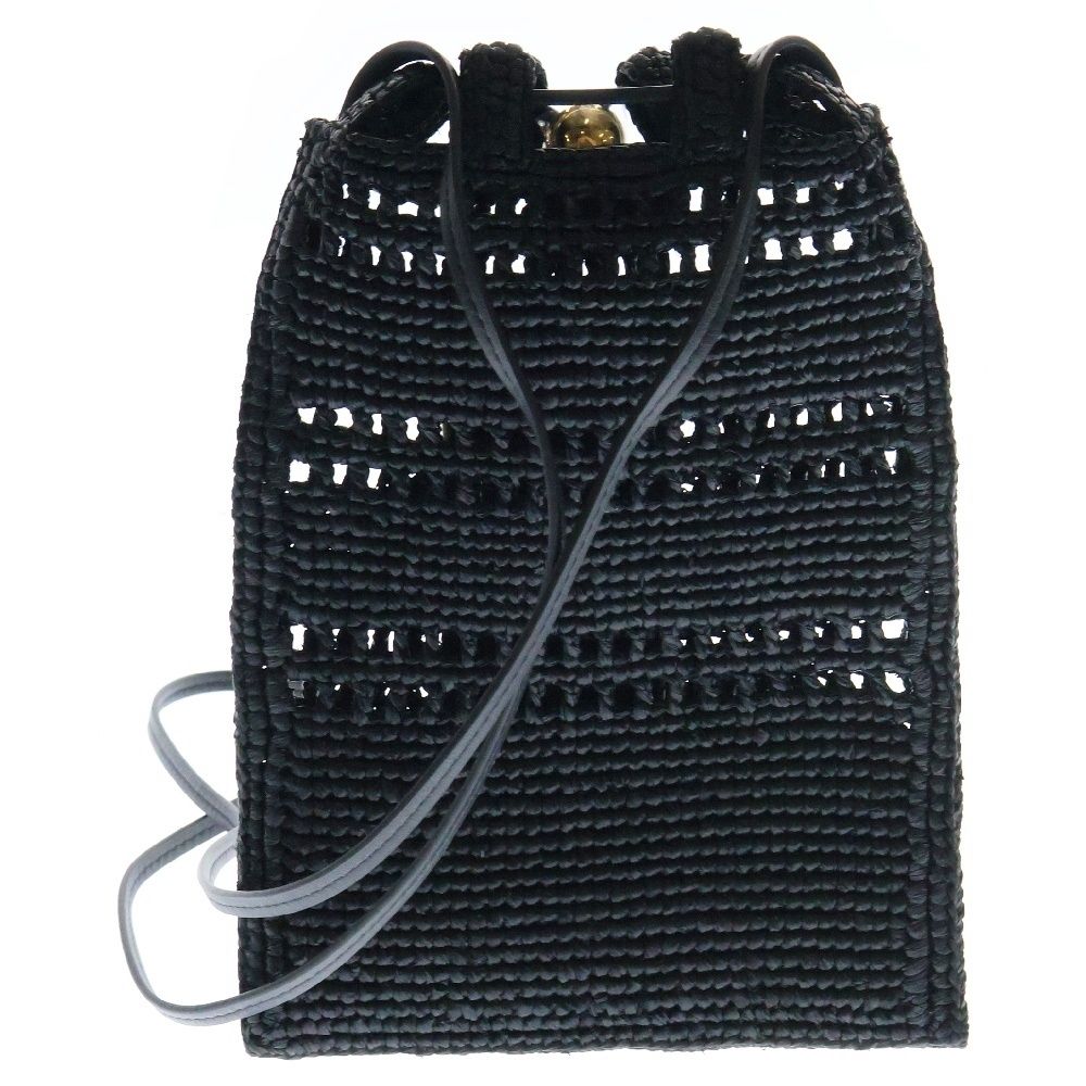 LOEWE (ロエベ) ドローストリング ポケット ロゴ刺繍 ラフィア