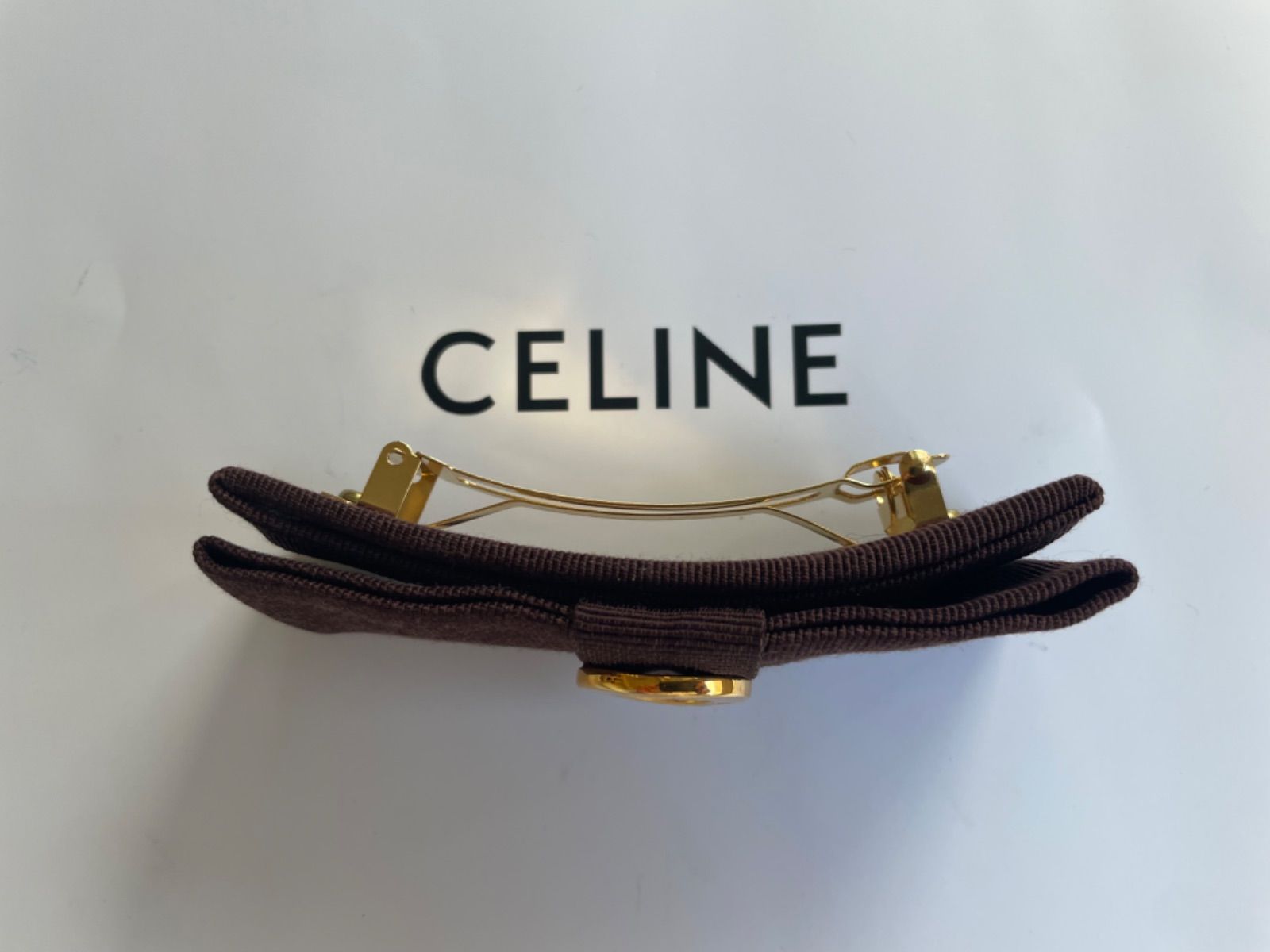 CELINE サークルロゴ バレッタ ブラウン セリーヌ celine vintage 