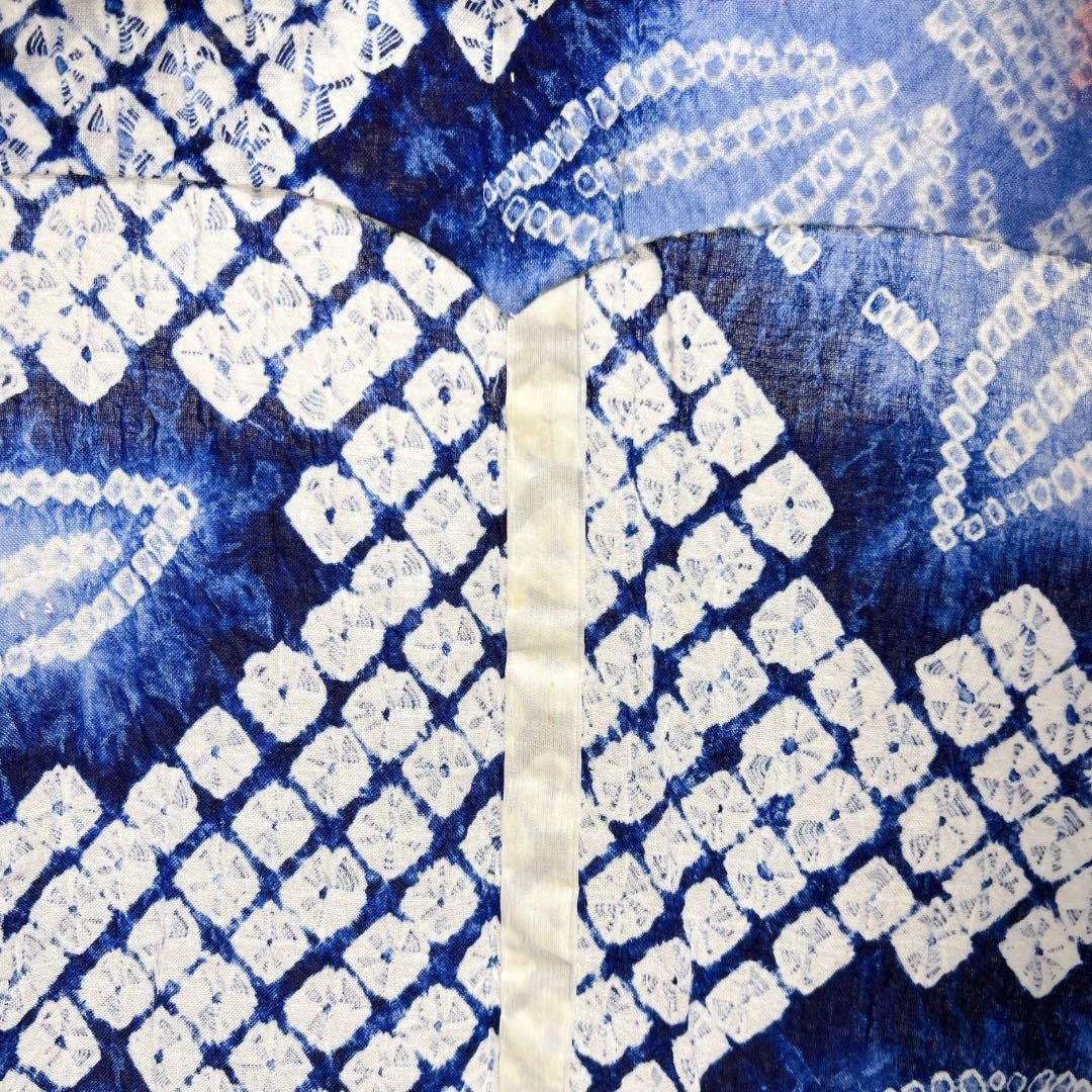 浴衣 有松鳴海絞り 花模様 流線 鹿の子 グラデーション 着物 034a d