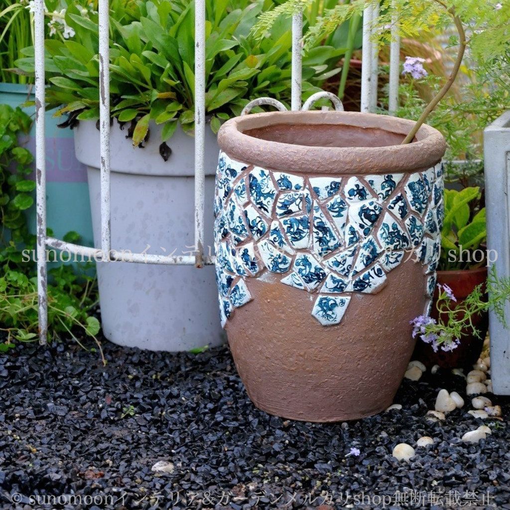 酸化マグネシウム 鉢植え ホワイト 通気性 ブルー インテリア ガーデニング コントラスト おしゃれ 排水穴付き 庭の装飾 ヴィンテージ調 ガーデンインテリア プランター ガーデン 雑貨 ガーデン雑貨 お洒落 8-14