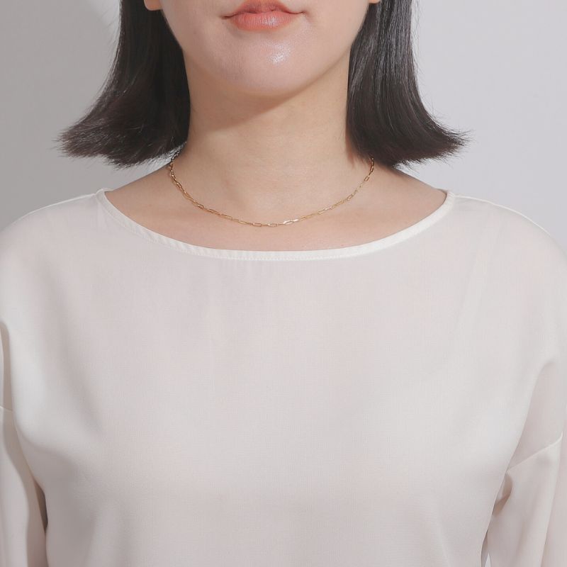 K18 18金 中空 ペーパークリップチェーンネックレス 40cm 2g