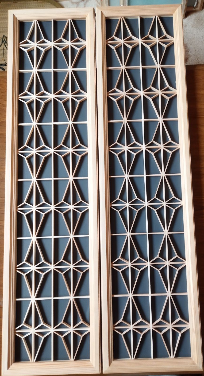 201 組子 クロス アクリル板入り3枚一組 木製額縁