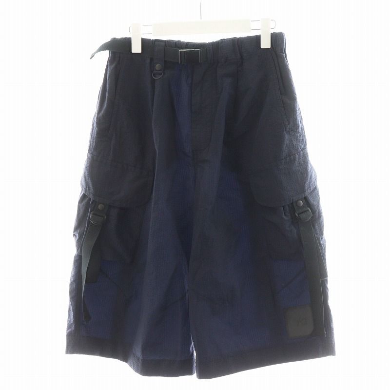 ワイスリー Y-3 アディダス adidas ヨウジヤマモト M CH2 Sporty Seersucker Pants クロップドカーゴパンツ ロゴ ナイロン XS 紺 ネイビー GV6073 |AN15