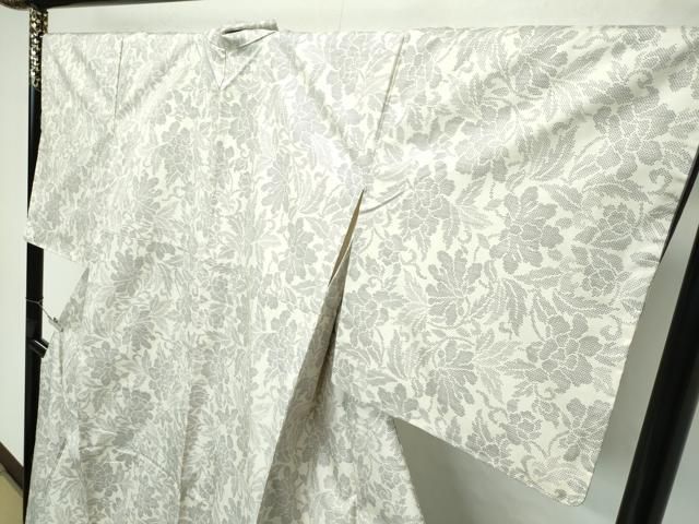 平和屋本店■極上　本場大島紬　白大島　9マルキ　更紗花文　逸品　未使用　CZAA2811s5 平和屋本店□極上 本場大島紬 白大島 9マルキ 更紗花文 逸品 未使用