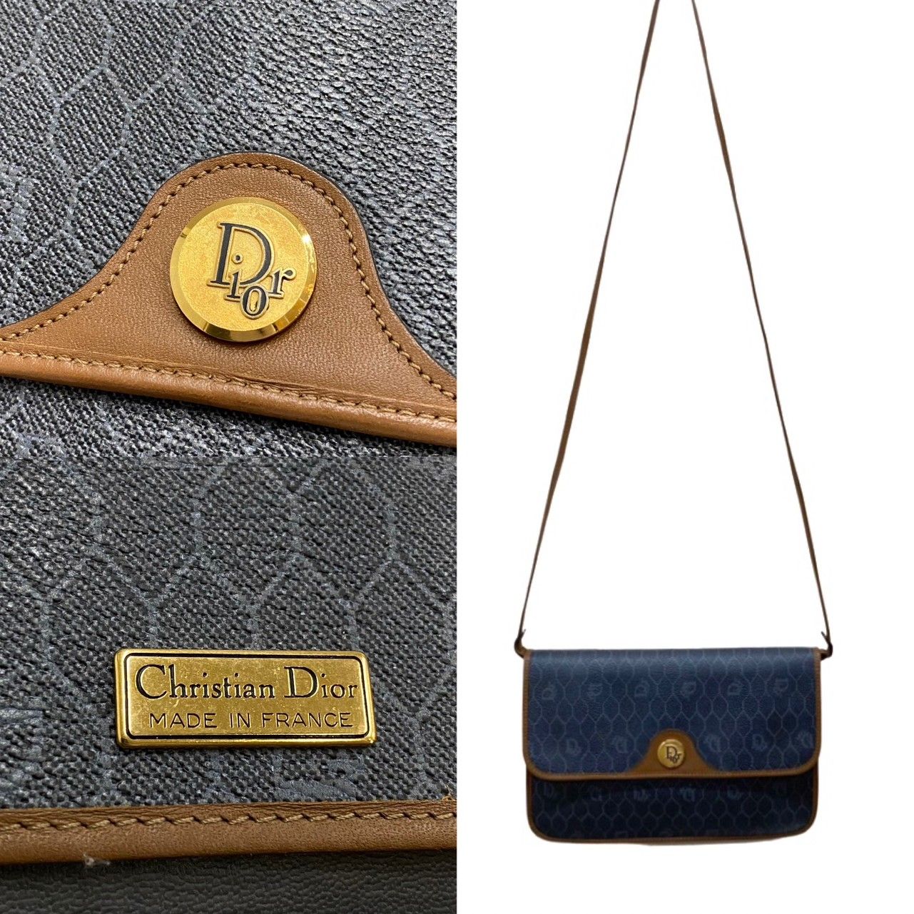 極 美品 Christian Dior ディオール ヴィンテージ ハニカム 柄 レザー