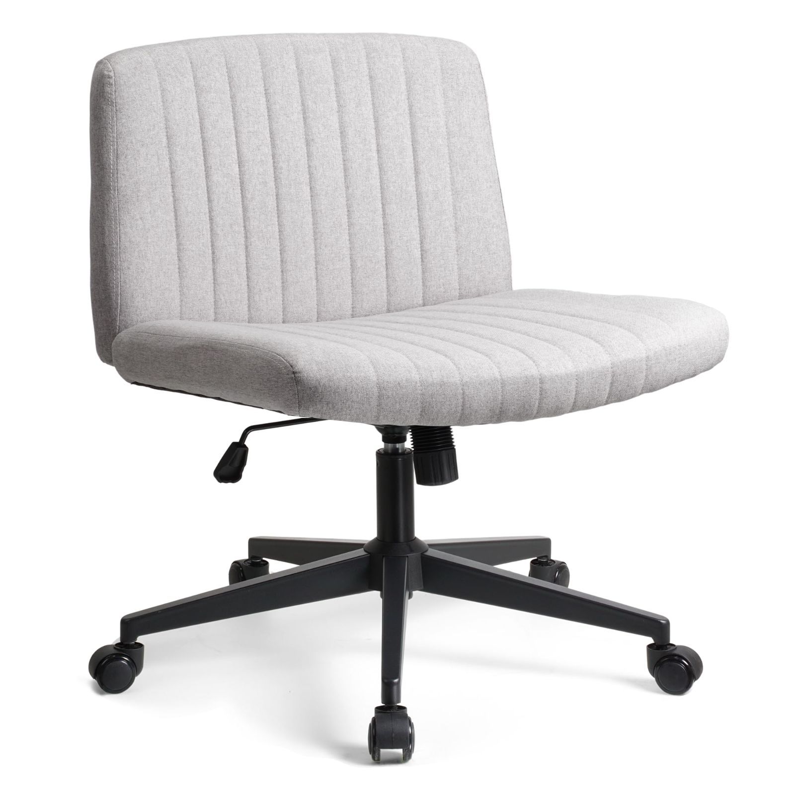グレー T-THREE.テーブルチェアソファーチェアオフィスチェア人間工学に基づいたあぐらチェアスイング高さ調節3.9インチ 10cm キャスター付き回転肘掛けなしワイドシート寝室ホームオフィスに最適