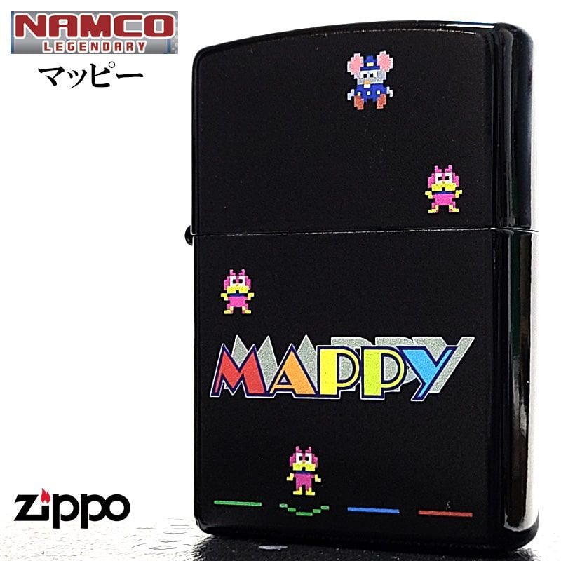 ZIPPO ゲーム マッピー ナムコ レジェンダリー ジッポ ライター 両面加工 ファミコン キャラクター namco マットブラック 艶消し おしゃれ メンズ レディース ギフト プレゼント
