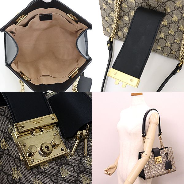 グッチ GUCCI パドロック スモール ショルダーバッグ ビー 蜂 GGスプリーム レザー 498156 ベージュ/エボニー ブラック  【中古】Aランク - メルカリ