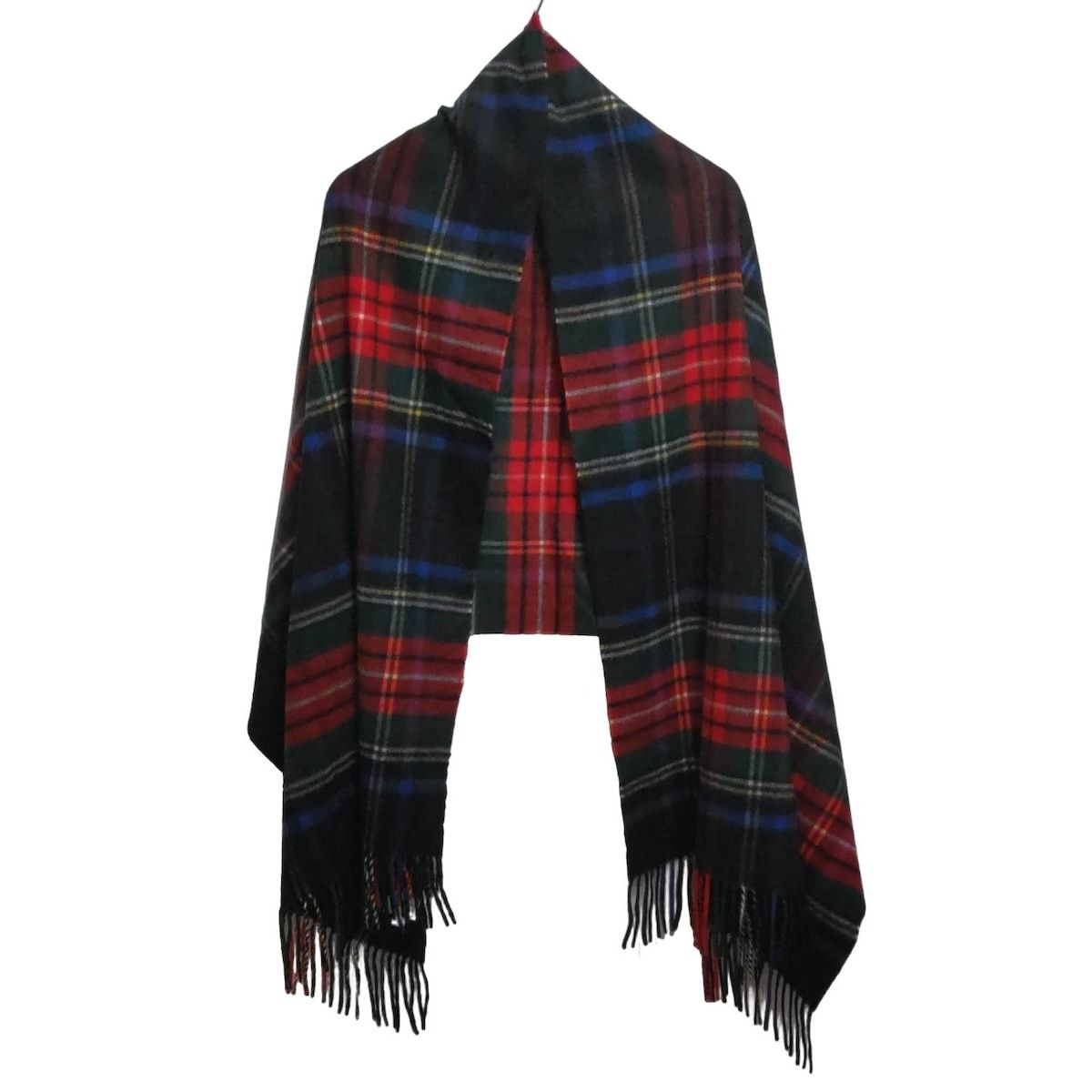 【返品無料可能】 johnstons of elgin ジョンストンズ マフラー - レッド×黒×マルチ チェック柄 カシミヤ 高品質保証。