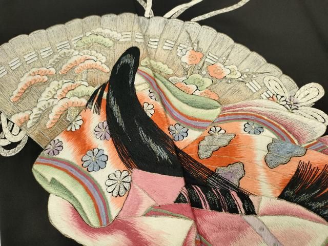 平和屋着物○豪華黒留袖 総刺繍 十二単 松竹梅檜扇花文 金