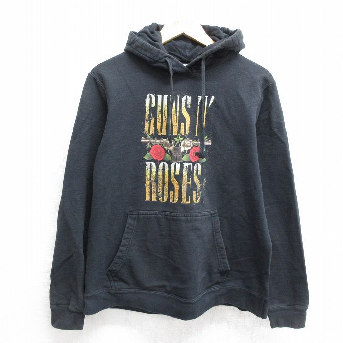M/古着 長袖 ロック バンド スウェット パーカー メンズ ガンズアンドローゼズ 黒 ブラック 24sep18 中古 スエット トレーナー トップス