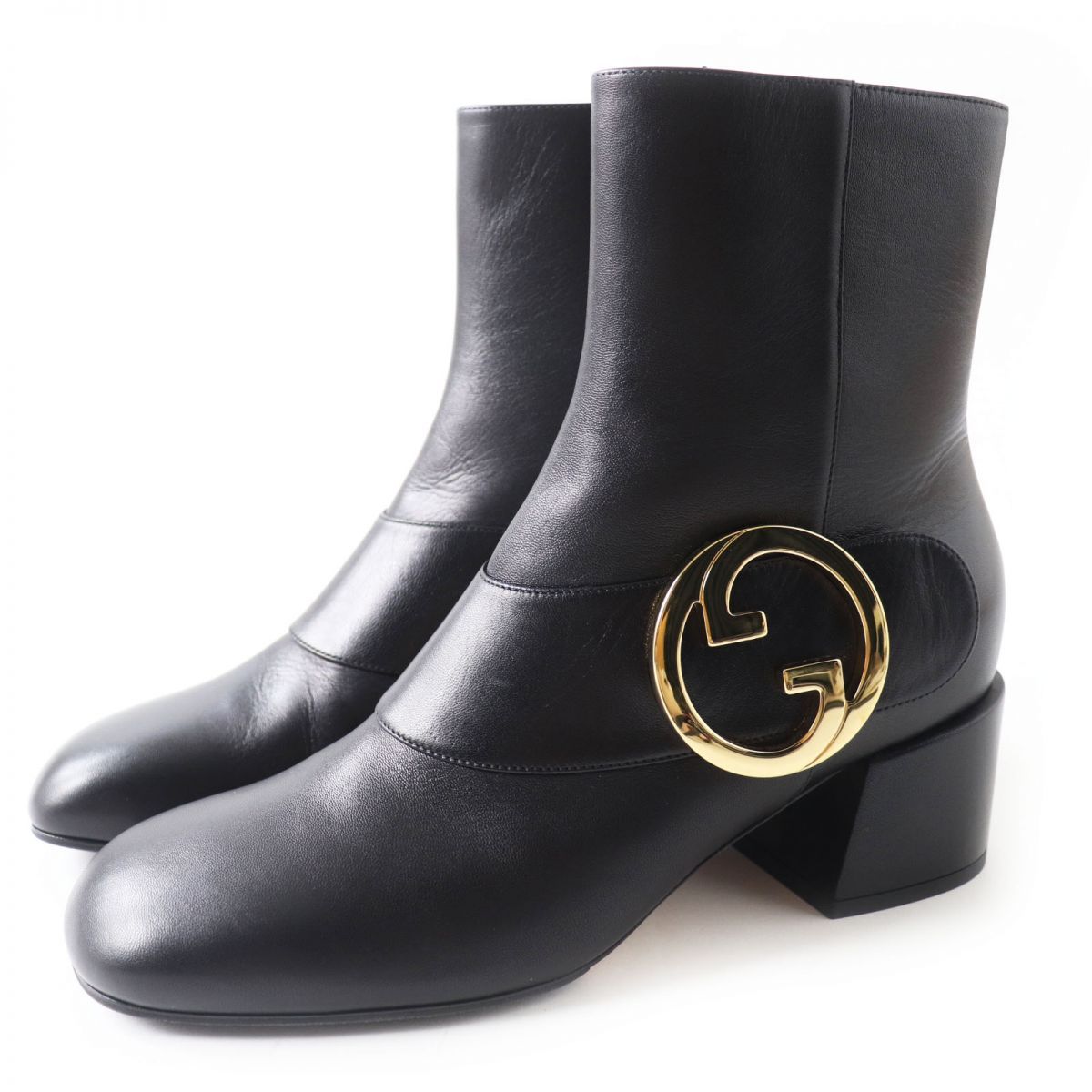 本日最終値下　GUCCI　 レザーブーツ ブラック 6 1/2 値下げ新品未使用☆GUCCIレザー アンクルブーツ【9月で締め切り】