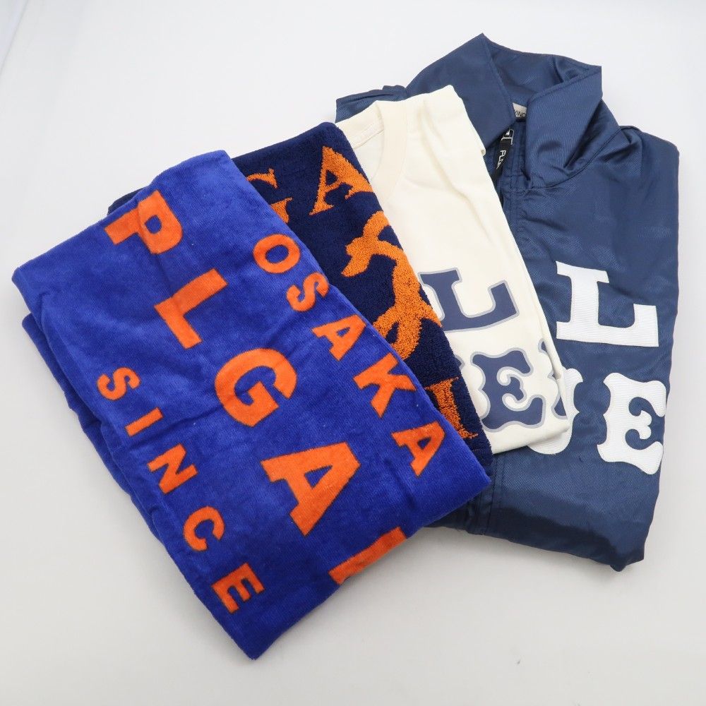 美品 大阪 PL学園高校野球部 コーチジャケット、Tシャツ、タオル2種 4点 3L（ジャケット）、Ｌ（Tシャツ） ポリエステル、コットン セット ジャンパー ベースボール 甲子園 応援グッズ メンズ HX329A34 セール】 コーチジャケット （その他アウター）｜Purple&Yellow