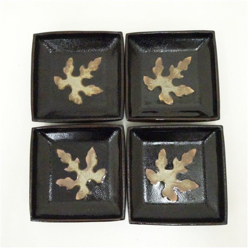 唐津焼 十三代 中里太郎右衛門造 木ノ葉文鉢4客 共箱 食器 おしゃれ アンティーク レトロ 和食 和風 丼 器 小鉢 中鉢 料理 来客 居酒屋 旅館 カフェ