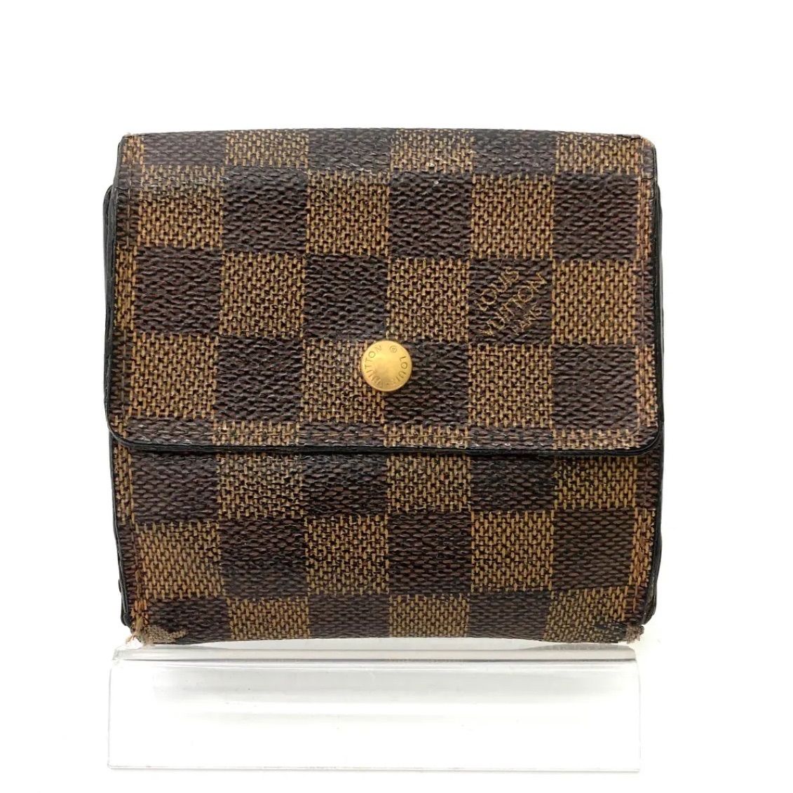 ダミエパターン ブラックレザー 二つ折り財布 ルイヴィトン 財布 LOUIS