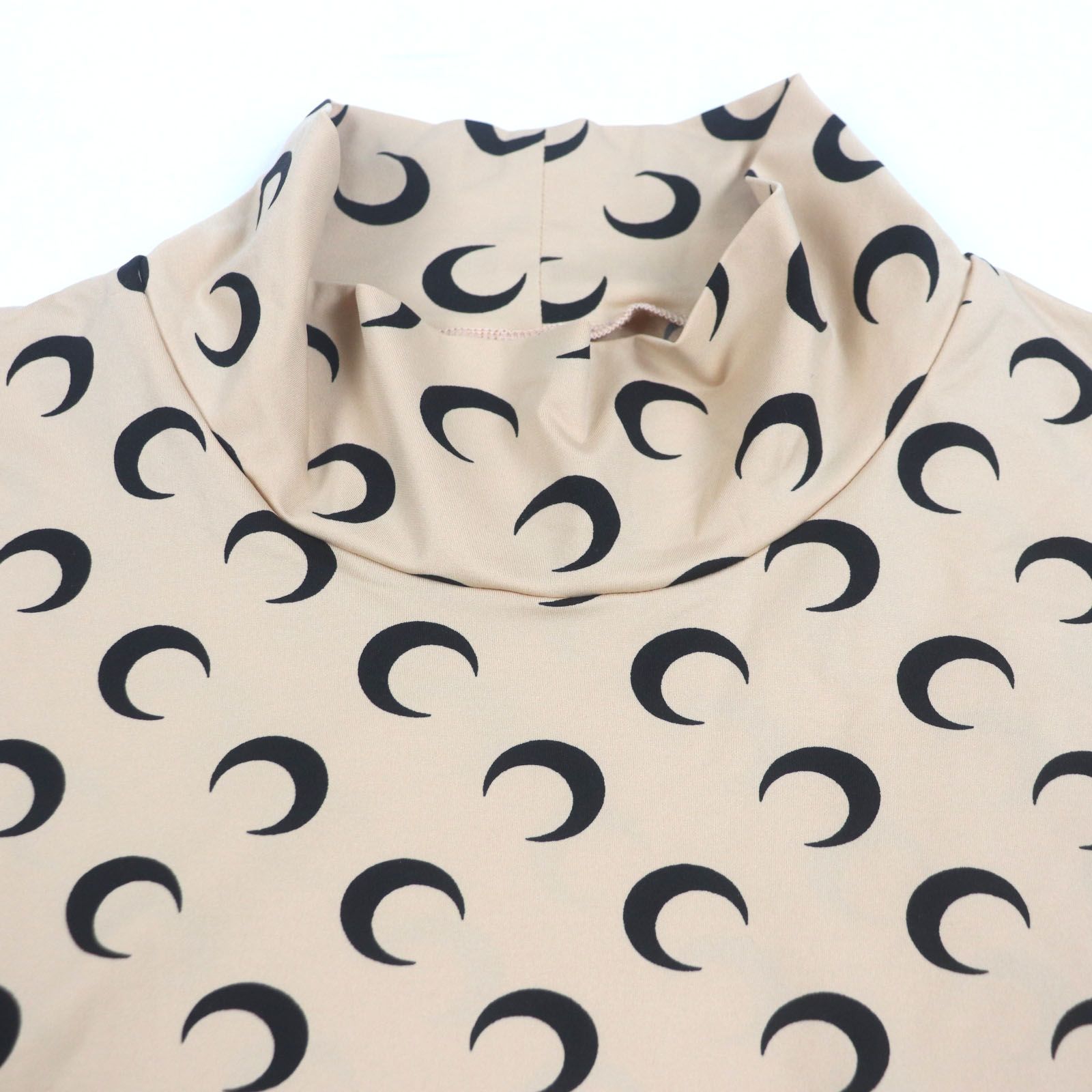 MARINE SERRE BORDERLINE マリーンセルボーダーライン 24SS MTS002 ボトルネック ロングスリーブ 長袖Ｔシャツ ベージュ M メンズ