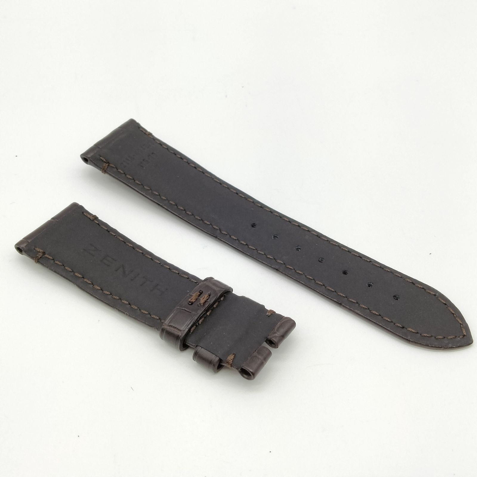 美品☆ゼニスZENITH純正ベルト☆ダークグレー☆幅22mm-18mmバネ棒付