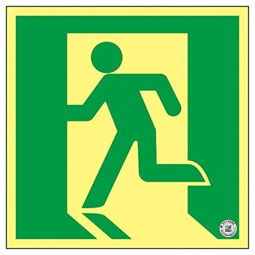 2営業日で発送 377860緑十字 高輝度蓄光避難誘導ステッカー標識 非常口 150×150mm A級認定品8151899