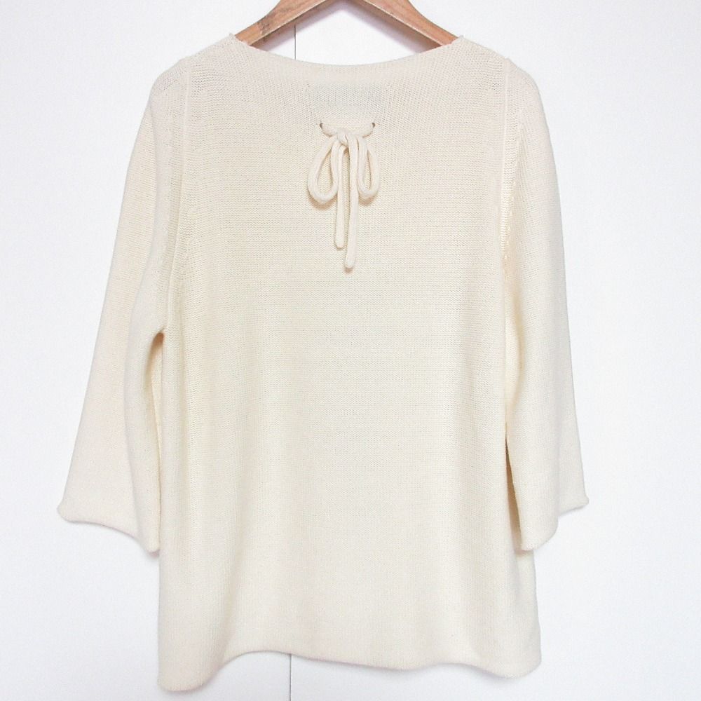 YURI PARK ユリパーク コットンニット カーディガン アイボリー レディース 古着