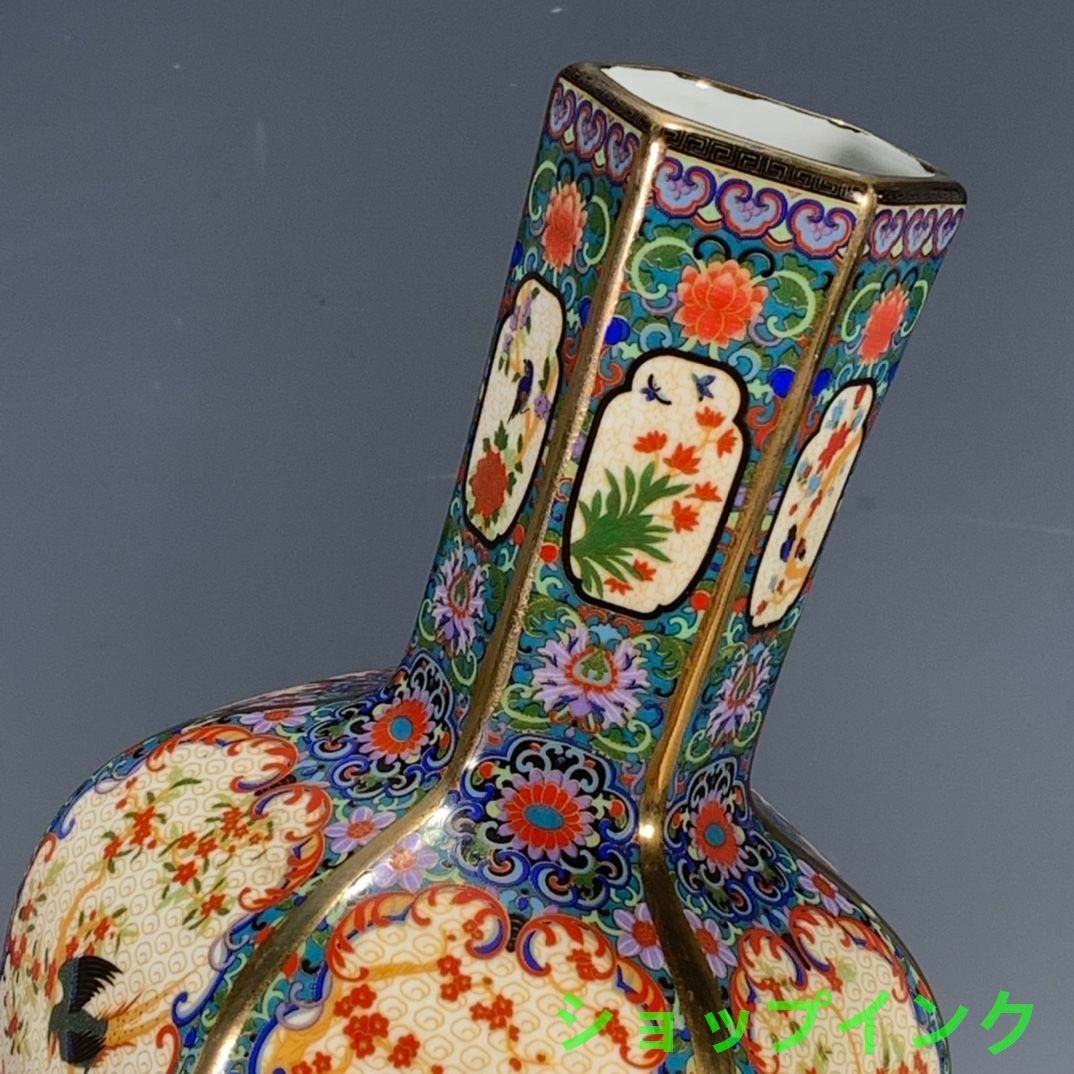 花鳥多稜天球瓶 工芸品 陶磁器 装飾品 花瓶 花器 美品 美術品 置物 陶芸 清代雍正粉彩蒔金花鳥多稜天球瓶 景徳鎮 陶磁器 装飾品 工芸品