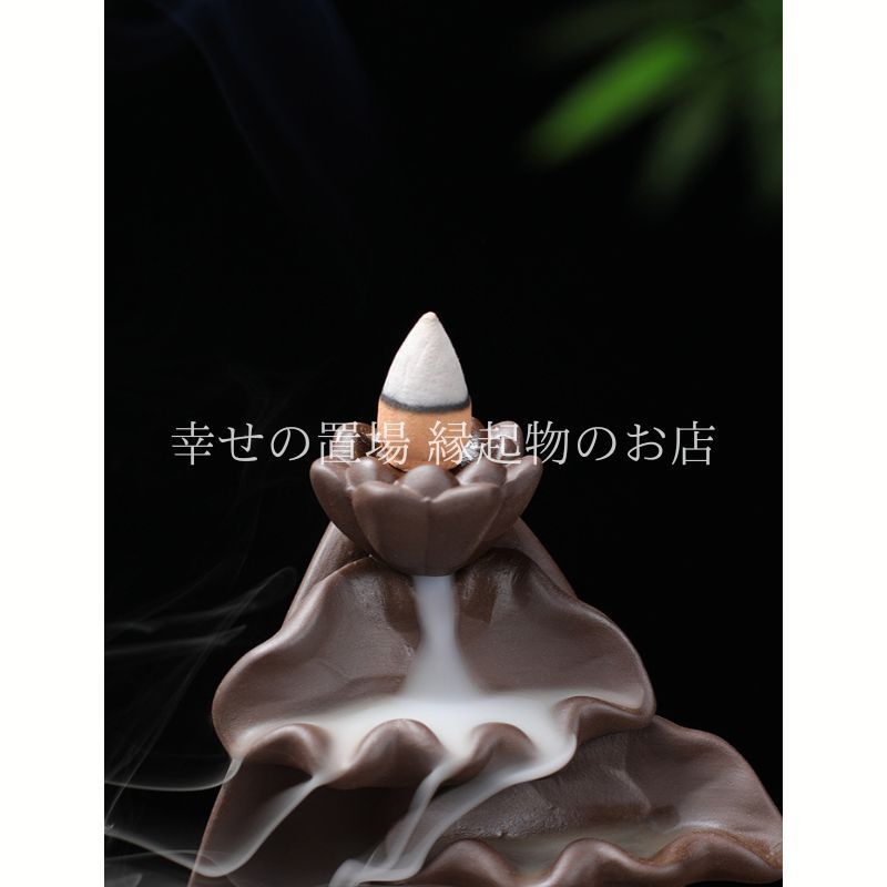 禅の意  加護を平安を保つ    陶磁器  仏手蓮の花香炉 蓮の花 香炉 11.5cm仏具 青磁 金蓮 線香立て 陶器 仏壇 新品未