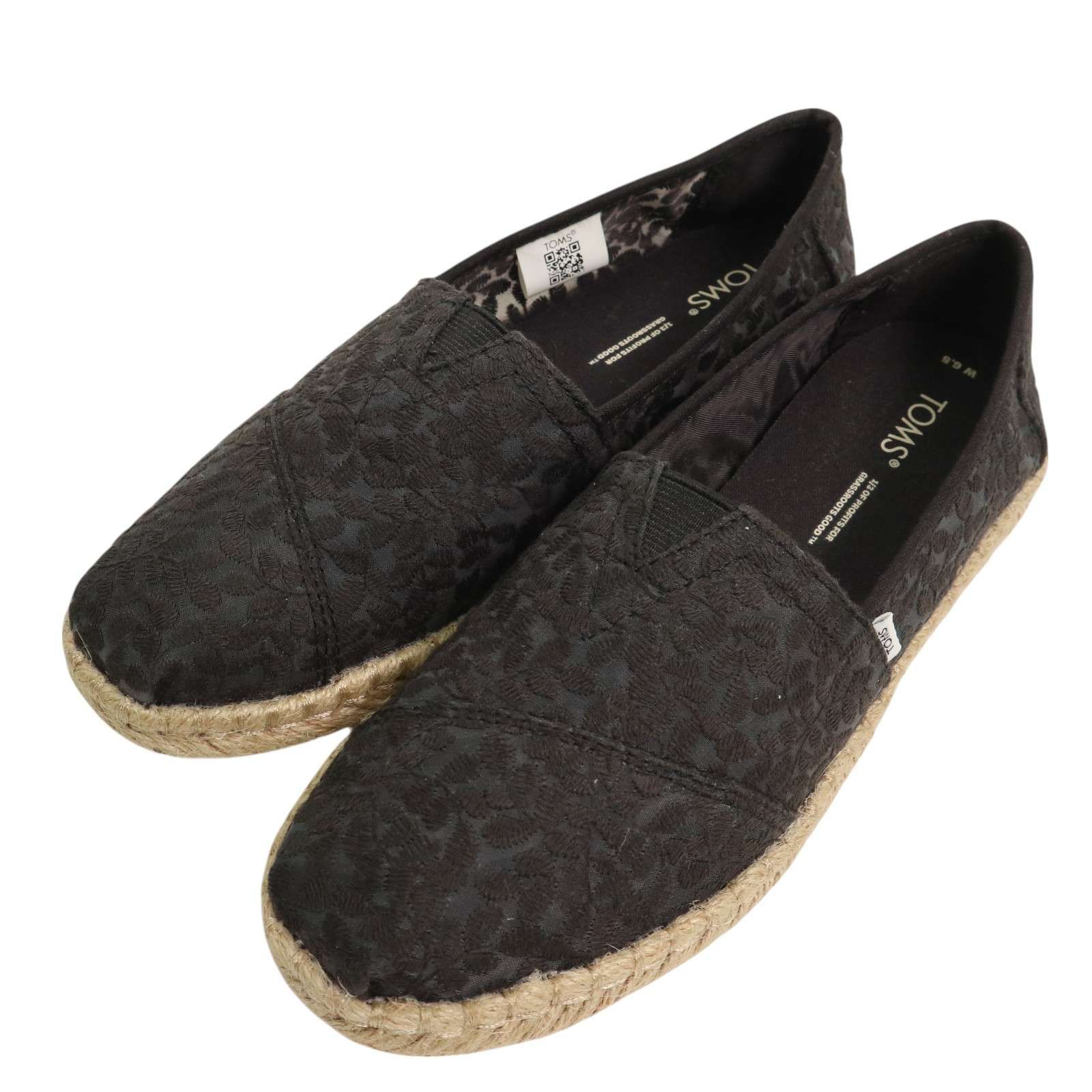 【TOMS】厚底 レース スリッポン エスパドリーユ 美品☆ TOMS トムズ 春夏 ボタニカル レース☆ スリッポン