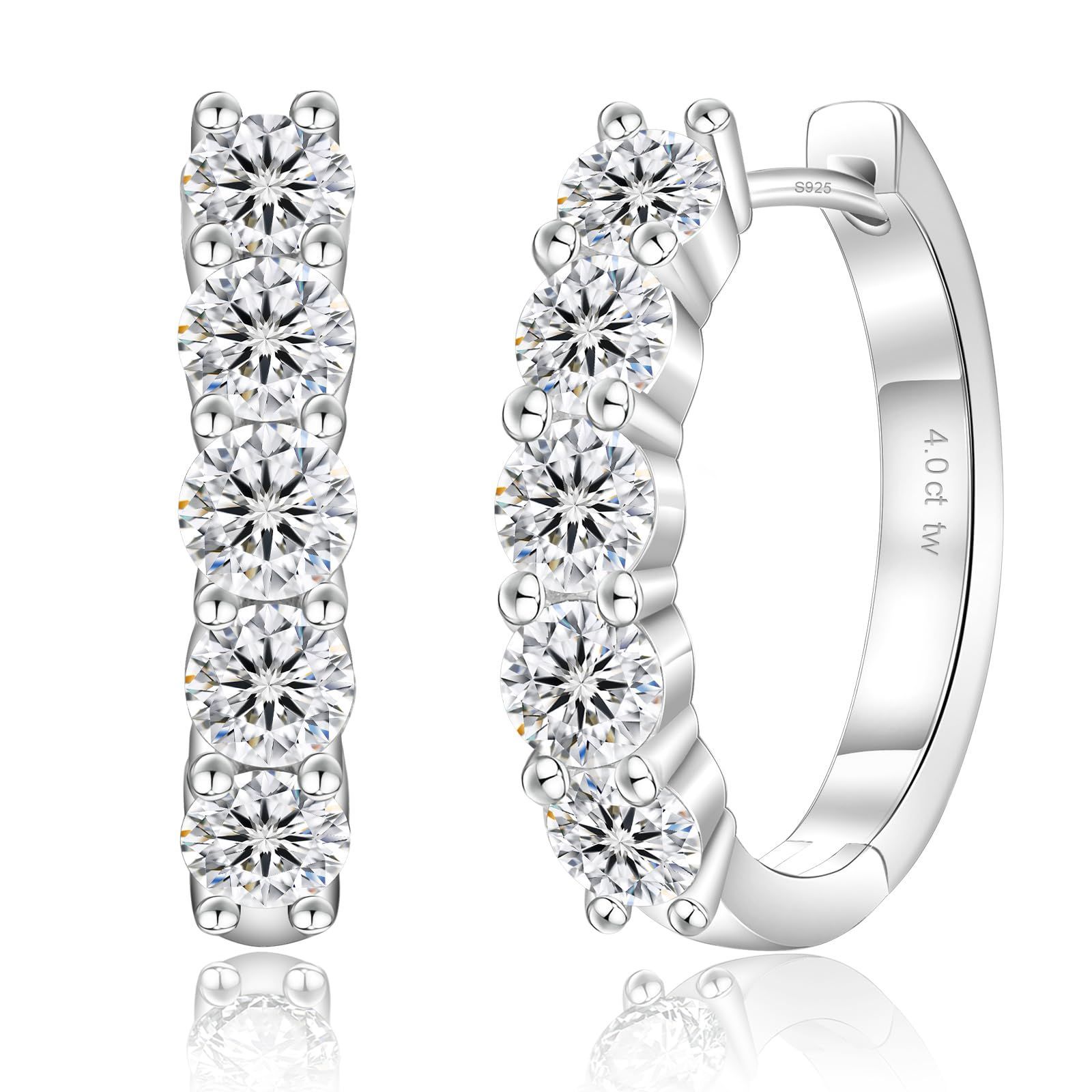 新着商品 リングぴあす ハーフエタニティ シンプル 20G 人工ダイヤモンド 計0.6|1.0|1.4|2.0ct 両耳 金属アレルギー対応 内径11|13|14|15mm キラキラ シルバー925 レディースピアス フープピアス モアッサナイト KRKC-