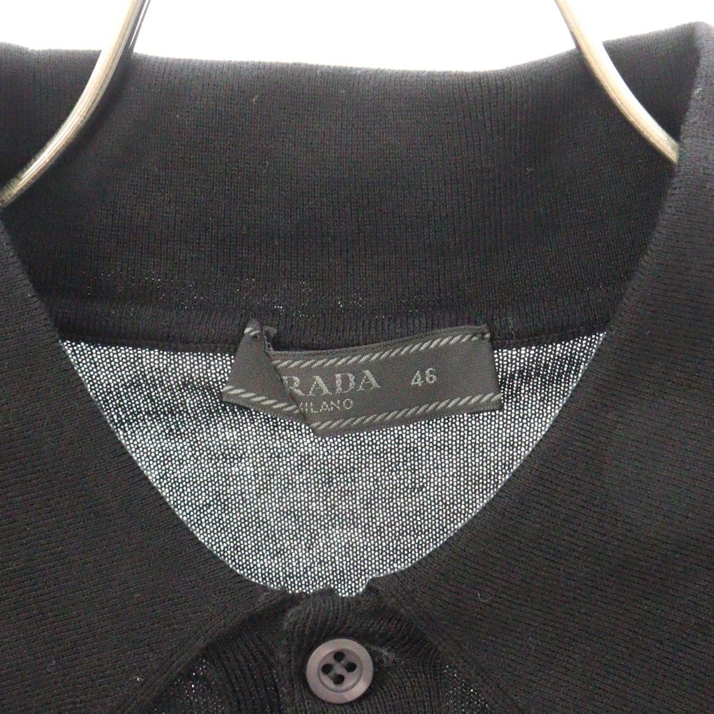 PRADA ブラック 長袖ポロシャツ PRADA - PRADA プラダ 22SS 長袖ポロシャツ ブラック DNA793の