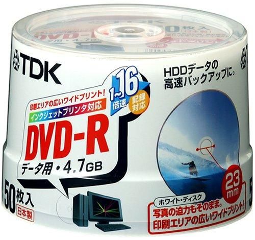 TDK DVD-Rデータ用 1-16倍速対応ホワイトプリンタブル(ワイド